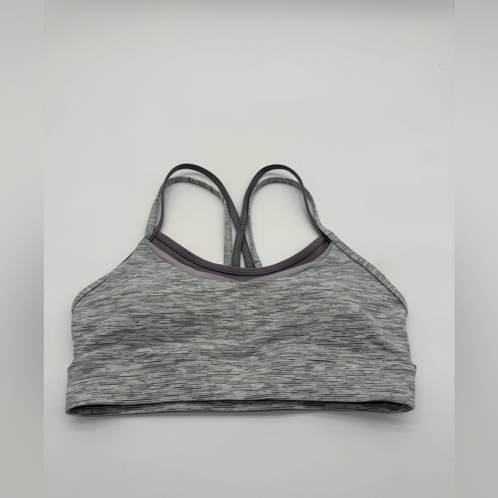 Women’s ZYIA Active Padded Gray Striped Design Sports Bra Sz Small - Picture 2 of 7